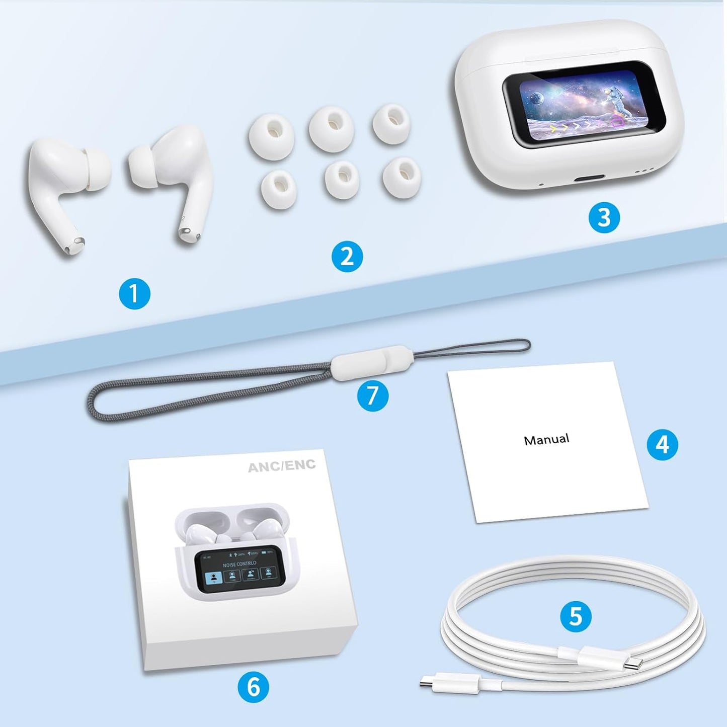 Display Airpods with ANC/ENC Touch Control E9