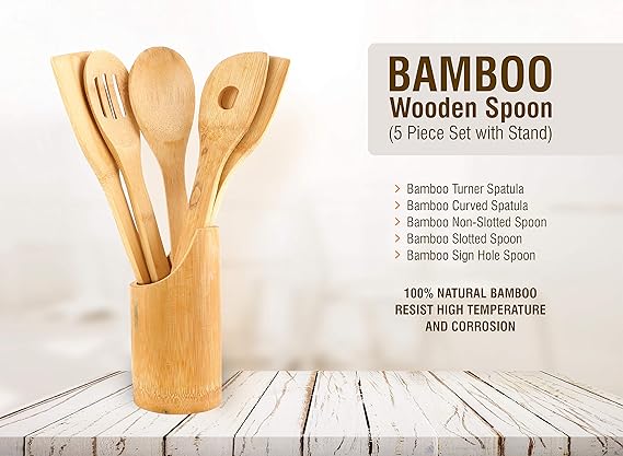 Cooking Bambo Wooden Spoan Set 5 in 1